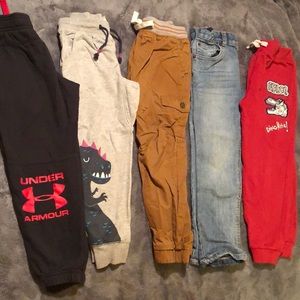 Five pair boys size 5 pants.